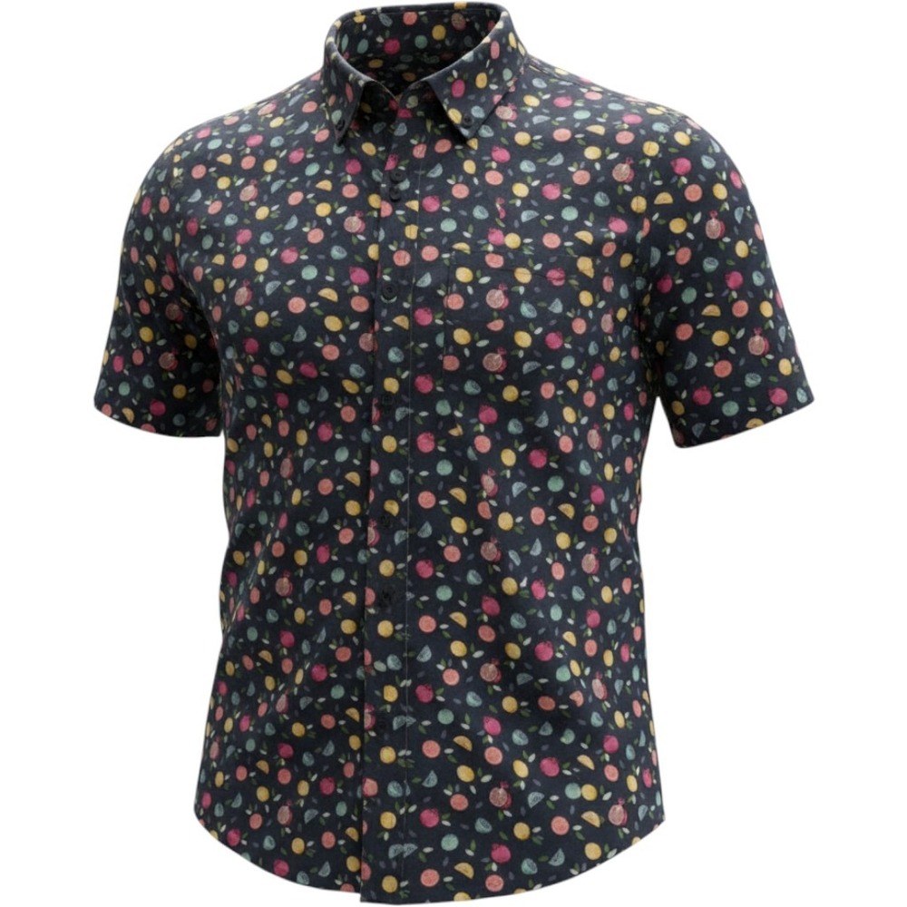 Men's Abercrombie & Fitch Citrus Fruit Print Short Sleeve Button Up Shirt Medium